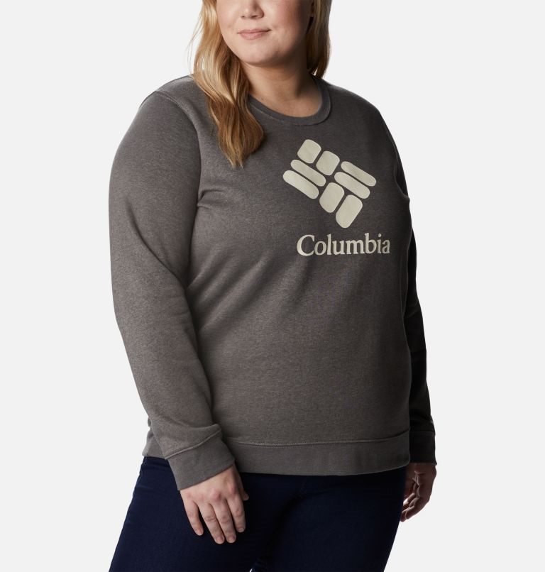 Women's Columbia Trek Graphic Crew Sweatshirts Dark Grey | Plus Size CA-NL6CA